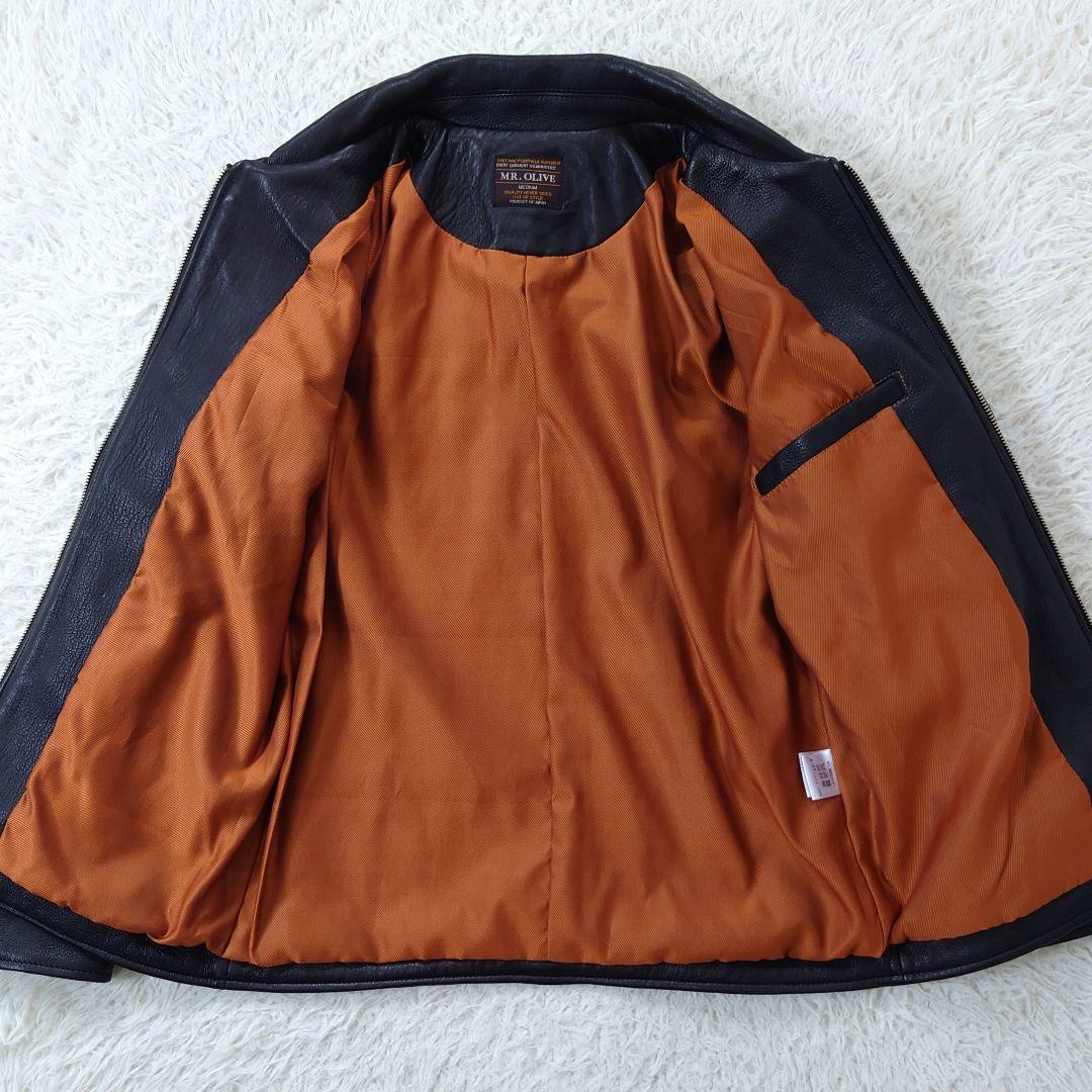 MR.OLIVE ヘアシープ ソフトレザー スポーツ ライダースジャケット M
