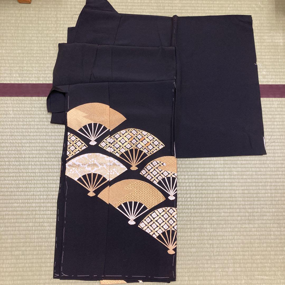 正絹】未仕立 黒留袖 仮絵羽 無理でゆのし・反物状態にします