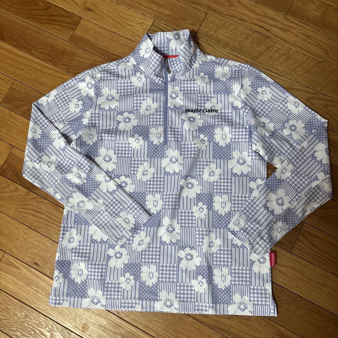 marie claire 花柄 ジップアップシャツ L marie claire 水色花柄 ジップアップシャツ L - メルカリ