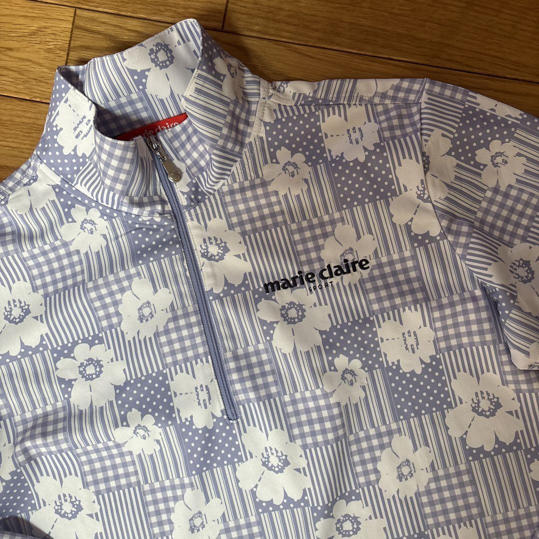 marie claire 花柄 ジップアップシャツ L marie claire 水色花柄 ジップアップシャツ L - メルカリ