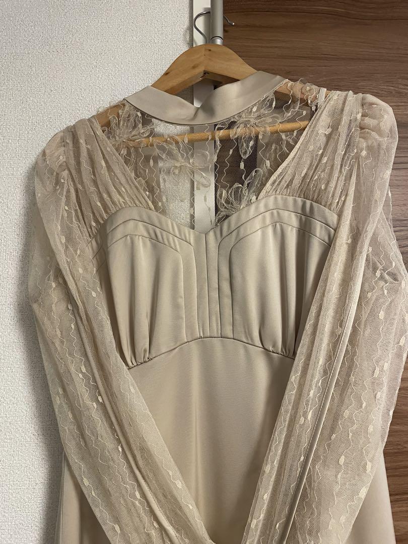 LILY BROWN 刺繍チュールサテンワンピース