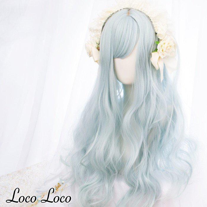 LocoLoco ウィッグ シャーベットブルー ミントブルー ロングウェーブ