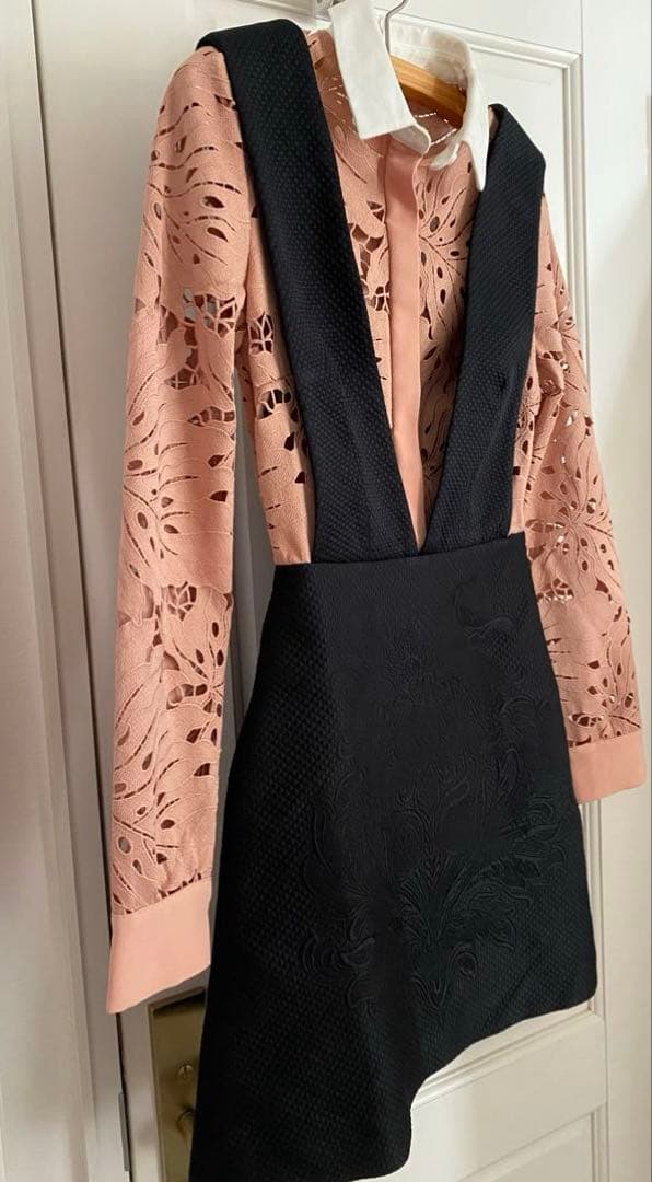 セルフポートレイト self-portrait ドッキングワンピ 襟 刺繍