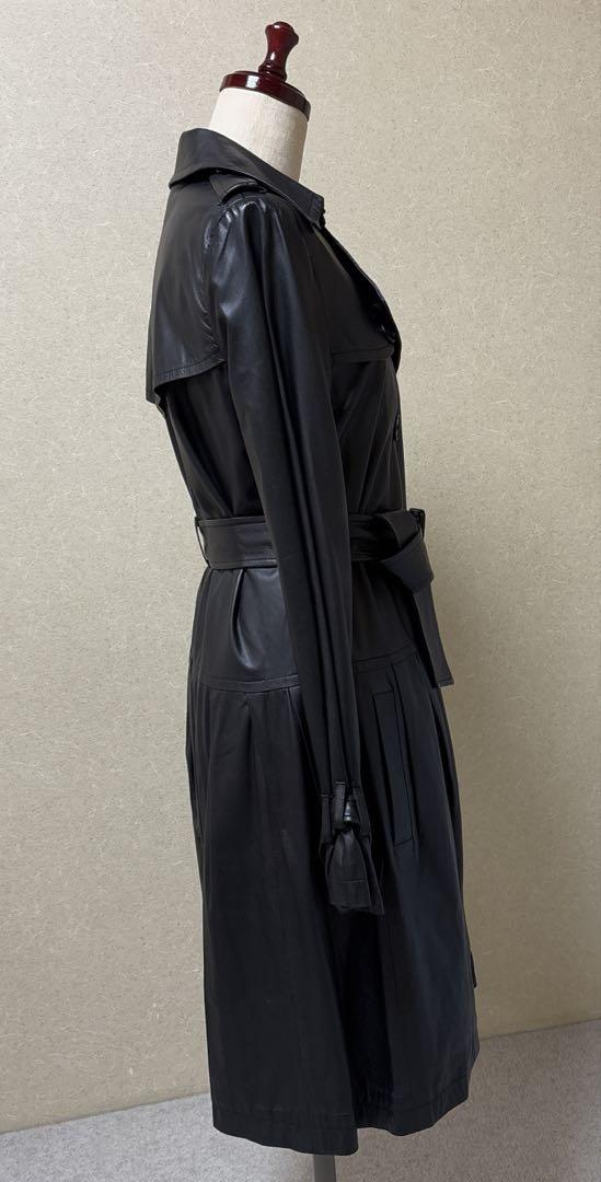 美品✨セオリー　シープスキン　レザー　トレンチコート　ロング　軽量　黒　М