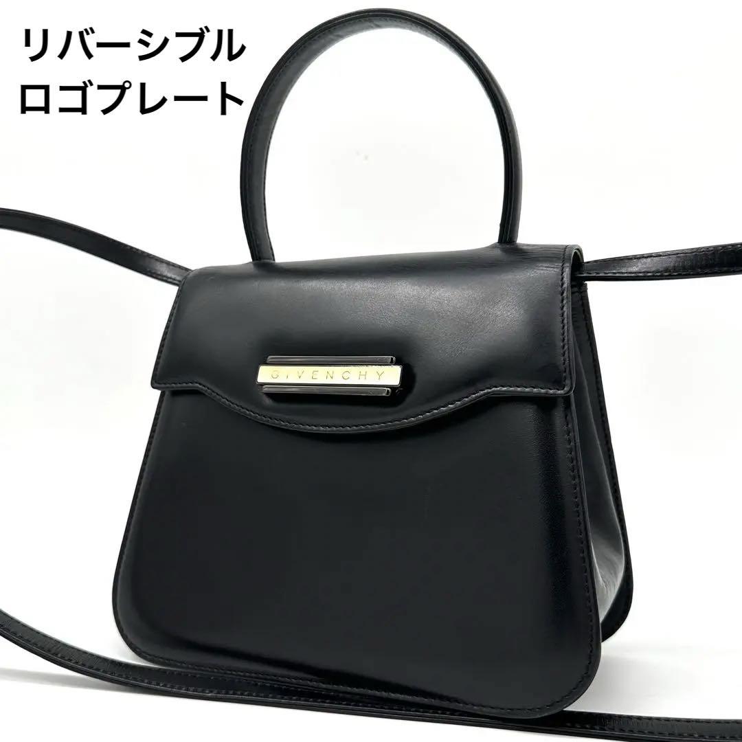 ジバンシー ハンドバッグ 2way ロゴプレート フォーマル レザー ブラック レディース