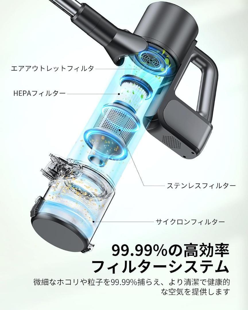 掃除機 コードレス 水拭き サイクロン 45000Pa 強力吸引 伸縮型