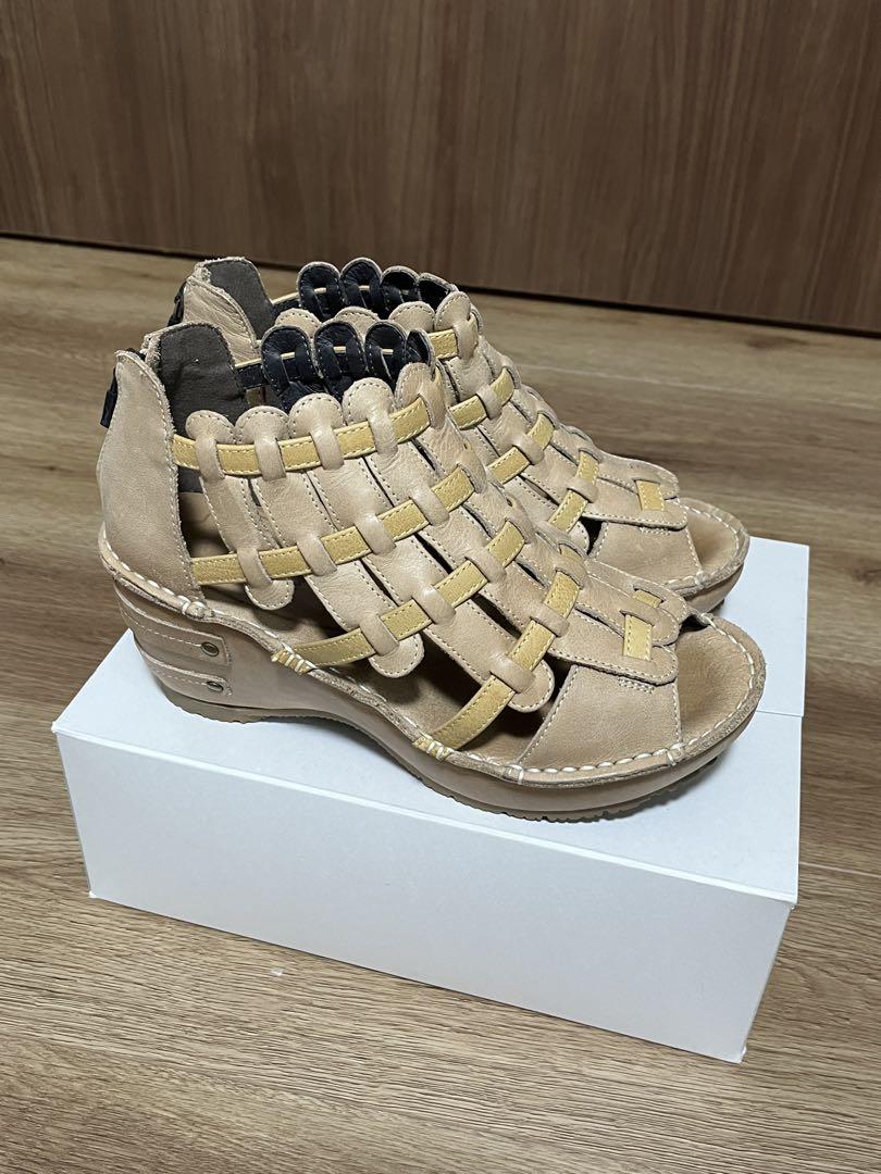 ヒナデイグリーン 編み込み風 ブーツ サンダル Mサイズ 靴