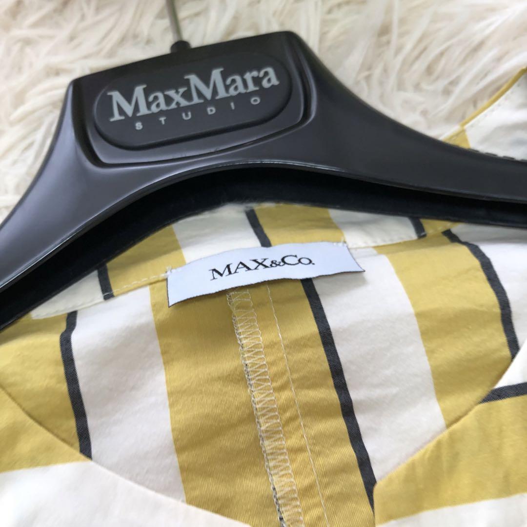 美品✨マックスアンドコー　ストライプシャツワンピース　リボンベルト　イエロー38