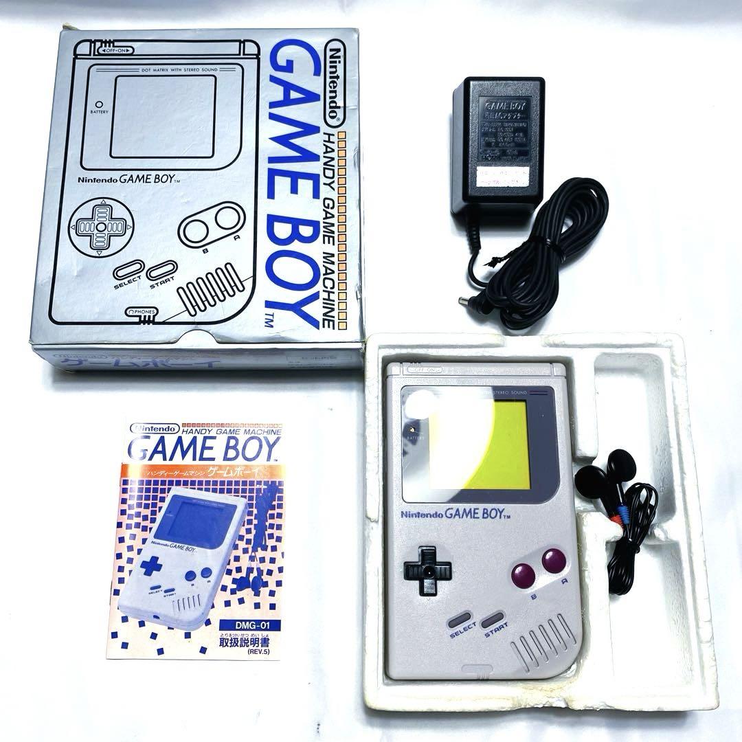 希少 箱説付 動作確認済 初代ゲームボーイ 本体 グレー DMG-01