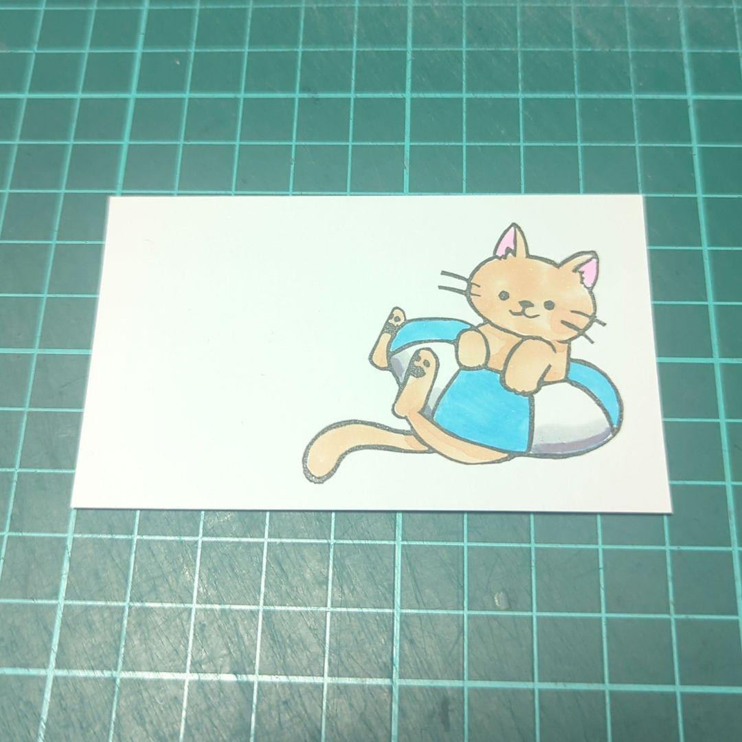 消しゴムはんこ 猫ちゃんと浮き輪 - メルカリ