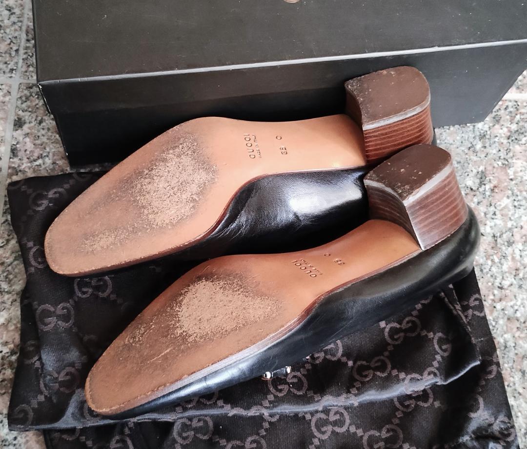 GUCCI グッチ 黒革 バンブー パンプス 23cm