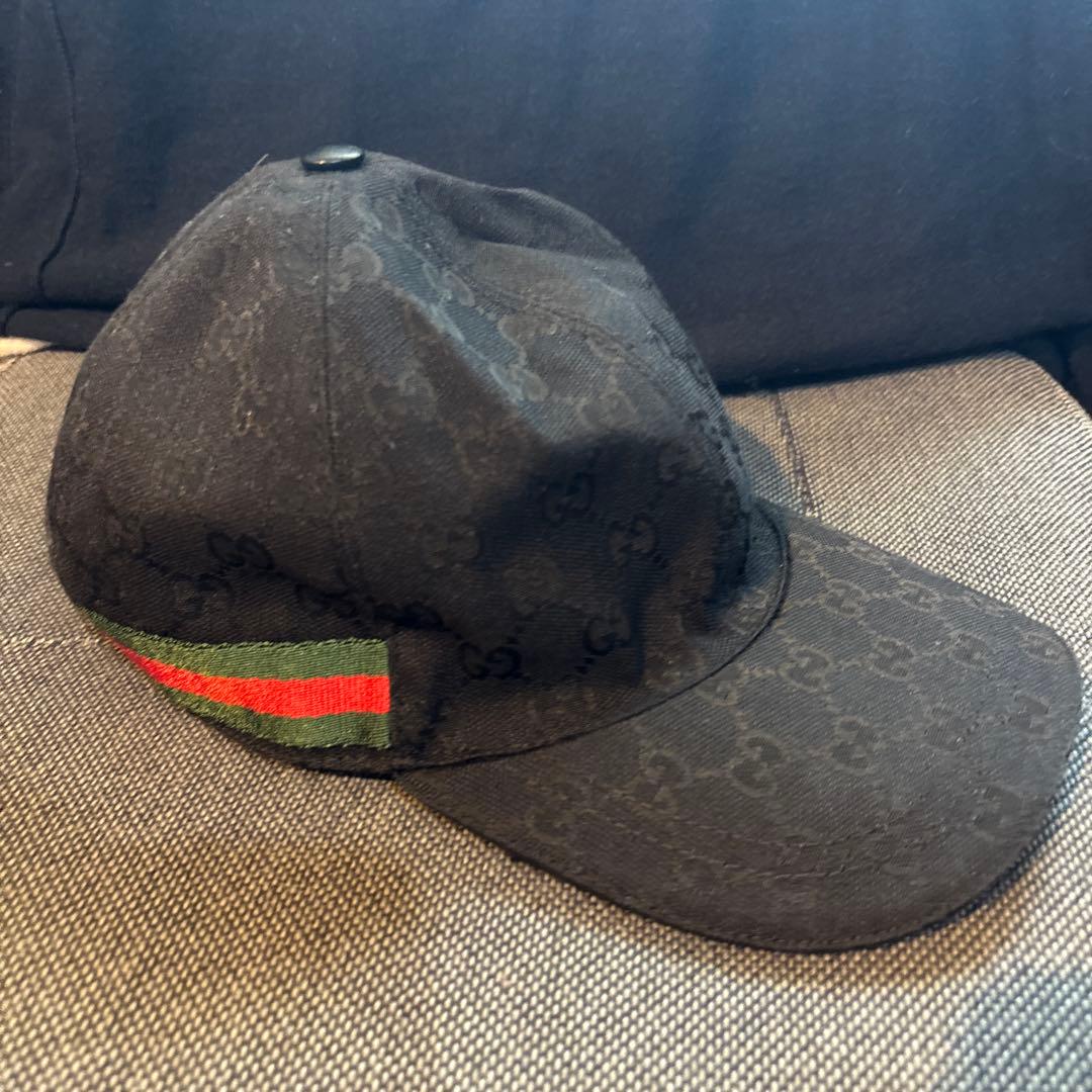 GUCCI キャップ m 総柄 黒 ブラック