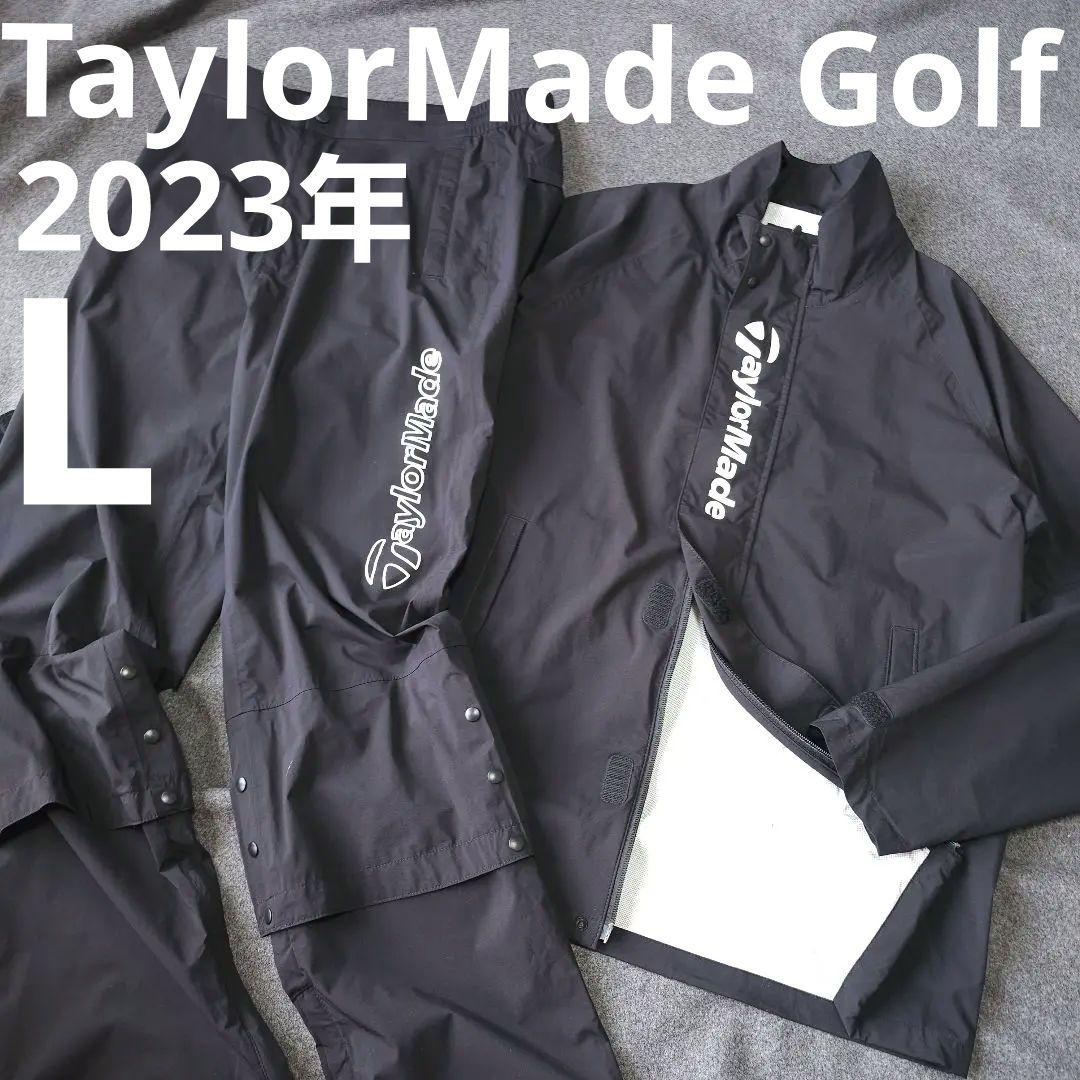 TaylorMade レインウェアセット 黒　Lサイズ テーラーメイド】2023年2WAY人気ロゴネーム 長袖ゴルフレイン