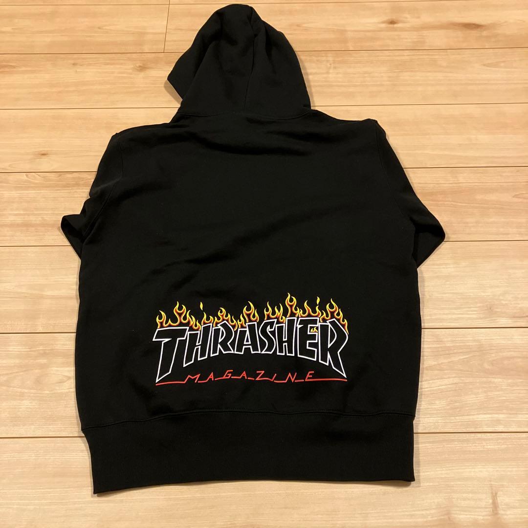 与えTHRASHER パーカー ブラック キースヘリングコラボ パーカー