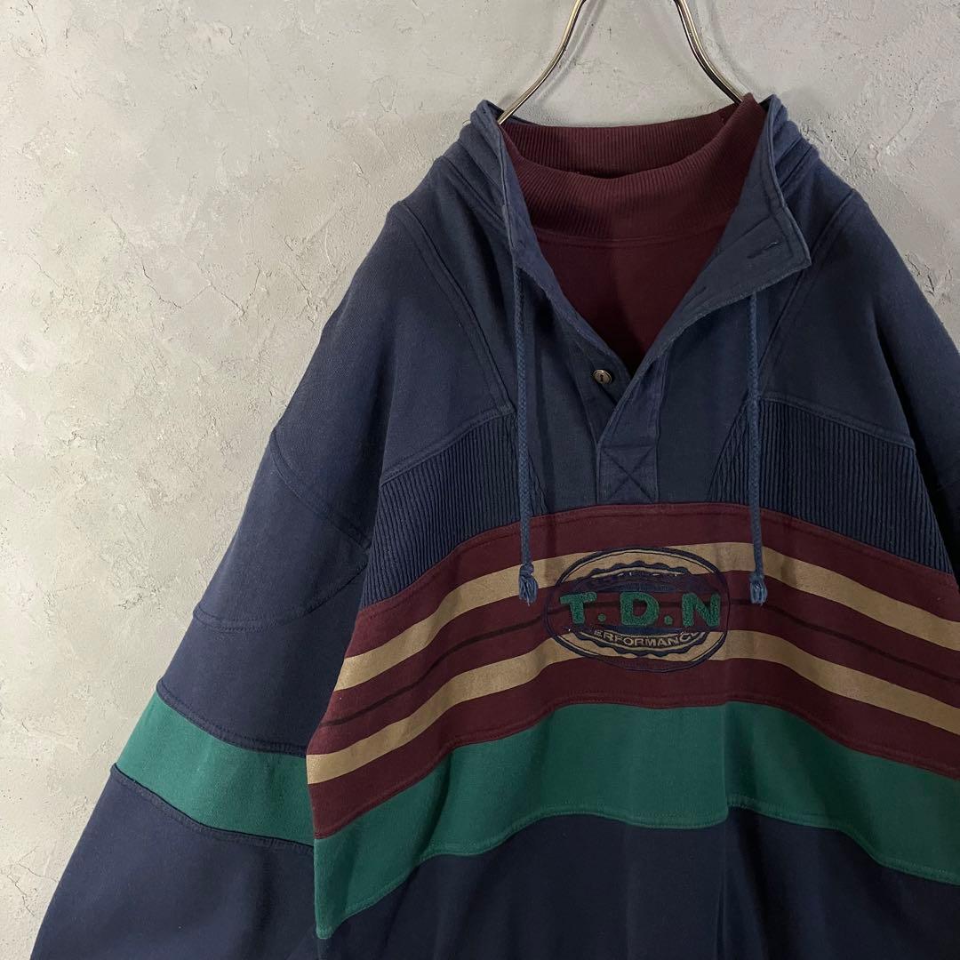 特価商品 ヴィンテージ ハーフボタン マルチカラー 刺繍ロゴ 裏起毛