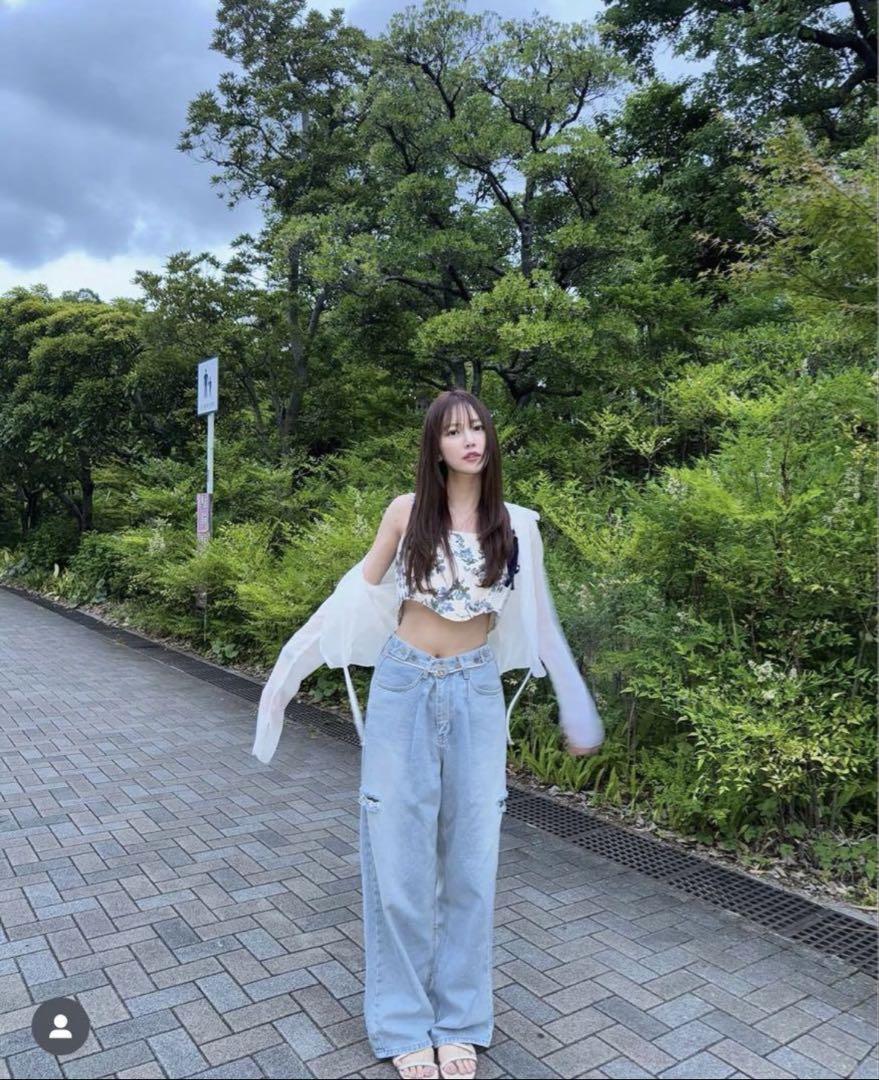 unsually アンジュアリー　Damage Wide Denim ブルー