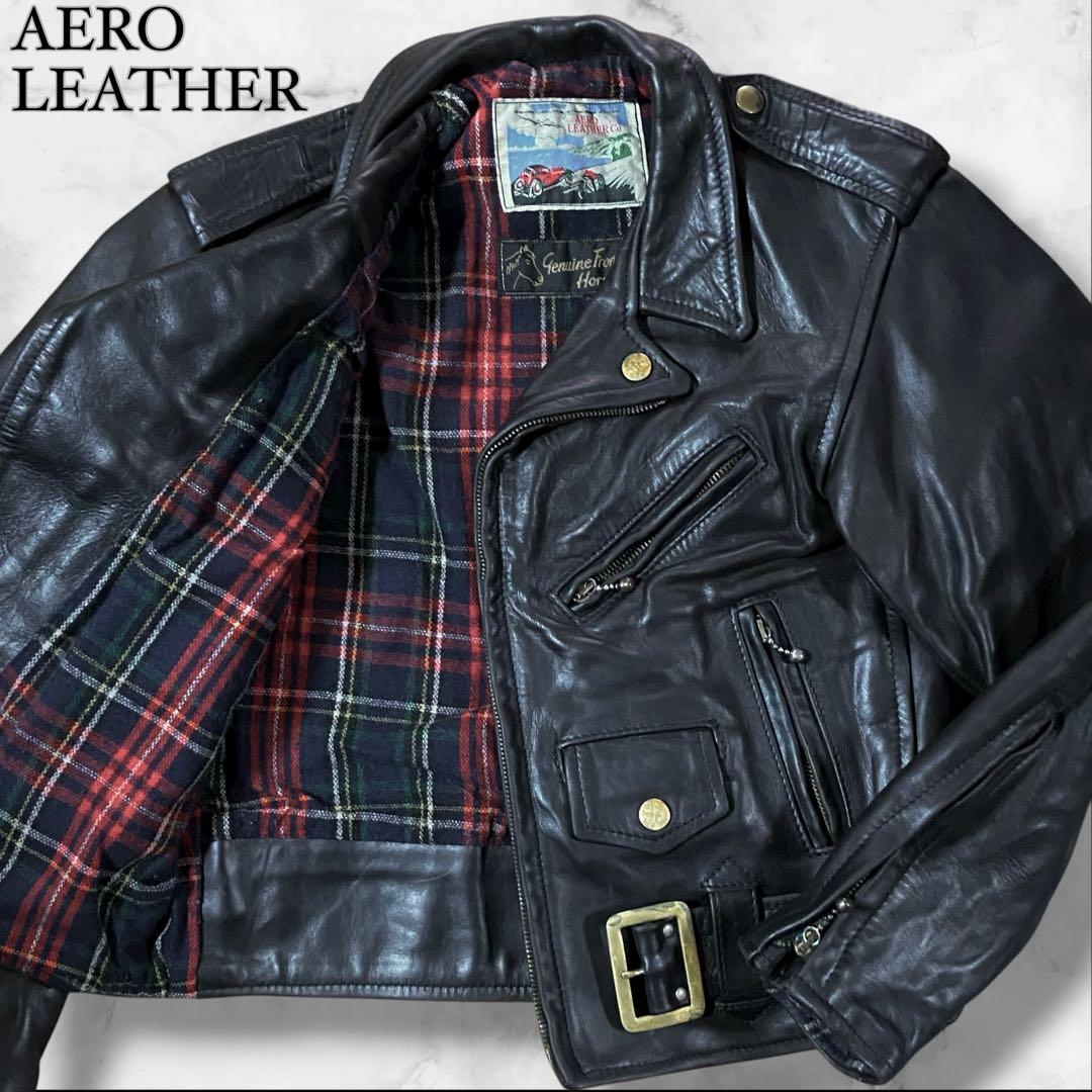 エアロレザー ホースハイド レザージャケット ライダース Sサイズ
