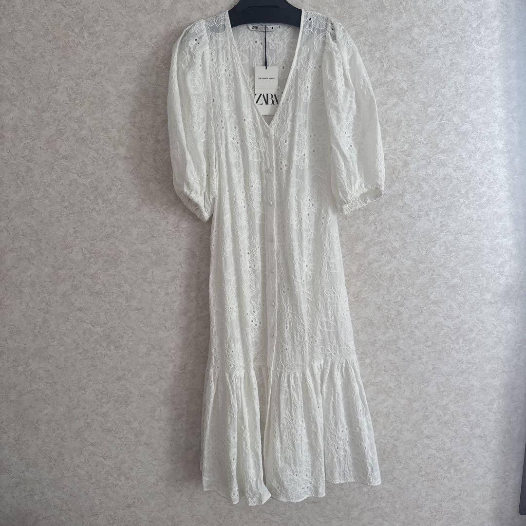 ZARA ホワイトレースワンピース XS