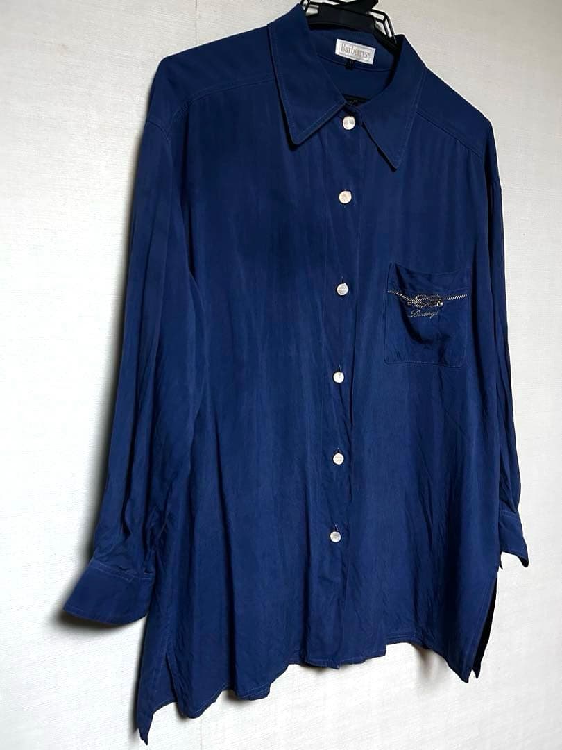 burberrys バーバリー　シルク　100% 長袖シャツ　シェルボタン　L