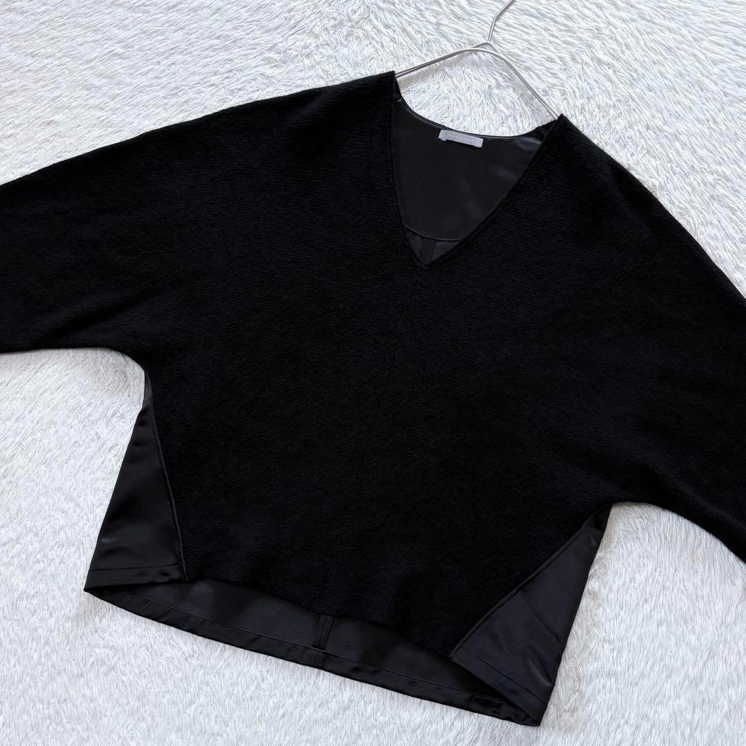 【極美品】2023aw リュクス バックサテン ウール 切り替え ニット 上品