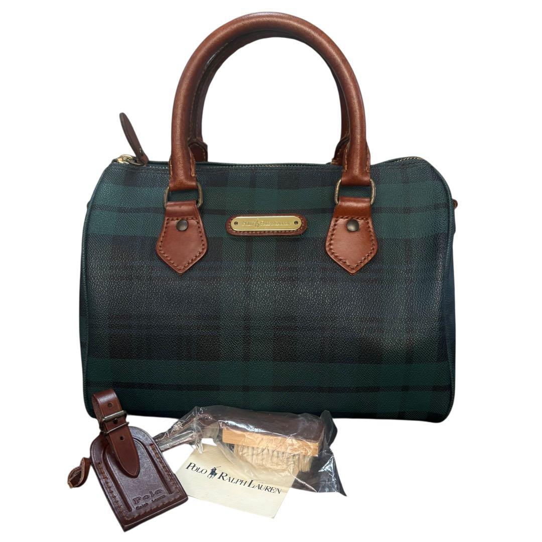 ポロ ラルフローレン ボストンバッグ ブラックウォッチ グリーンチェック PVCRalph Lauren