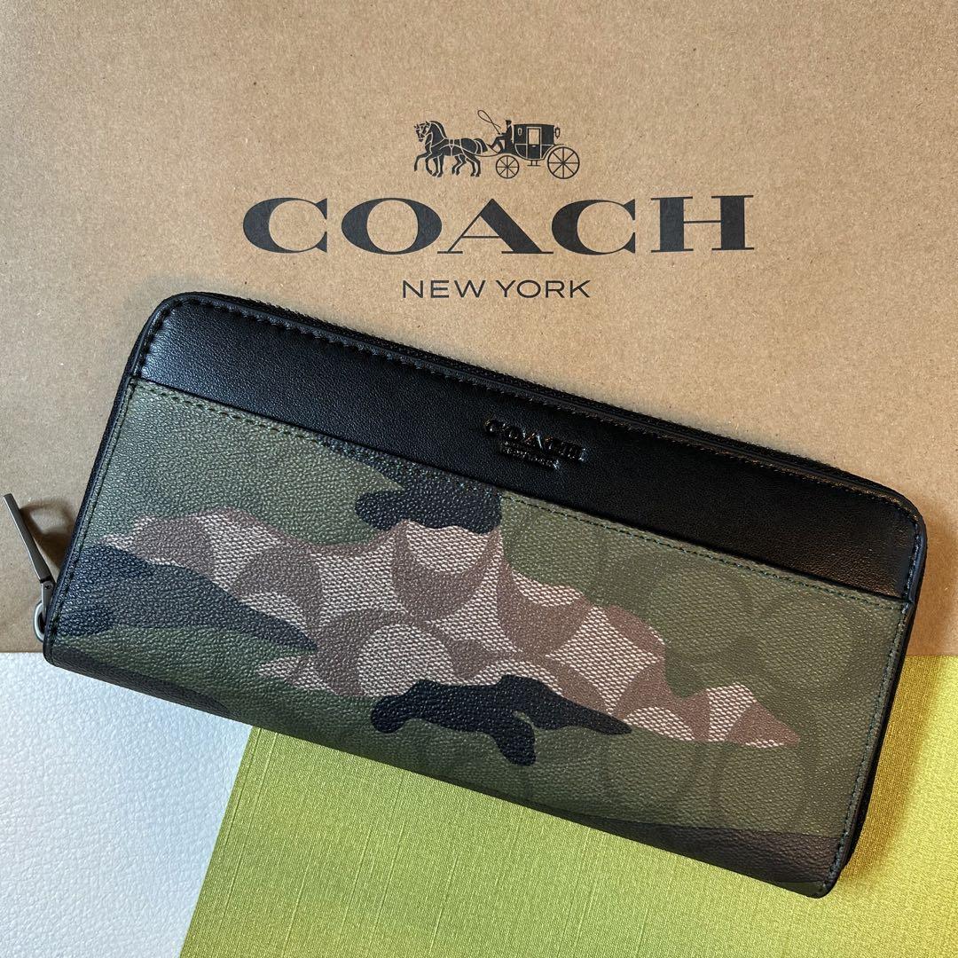 COACH 迷彩柄 レザー長財布