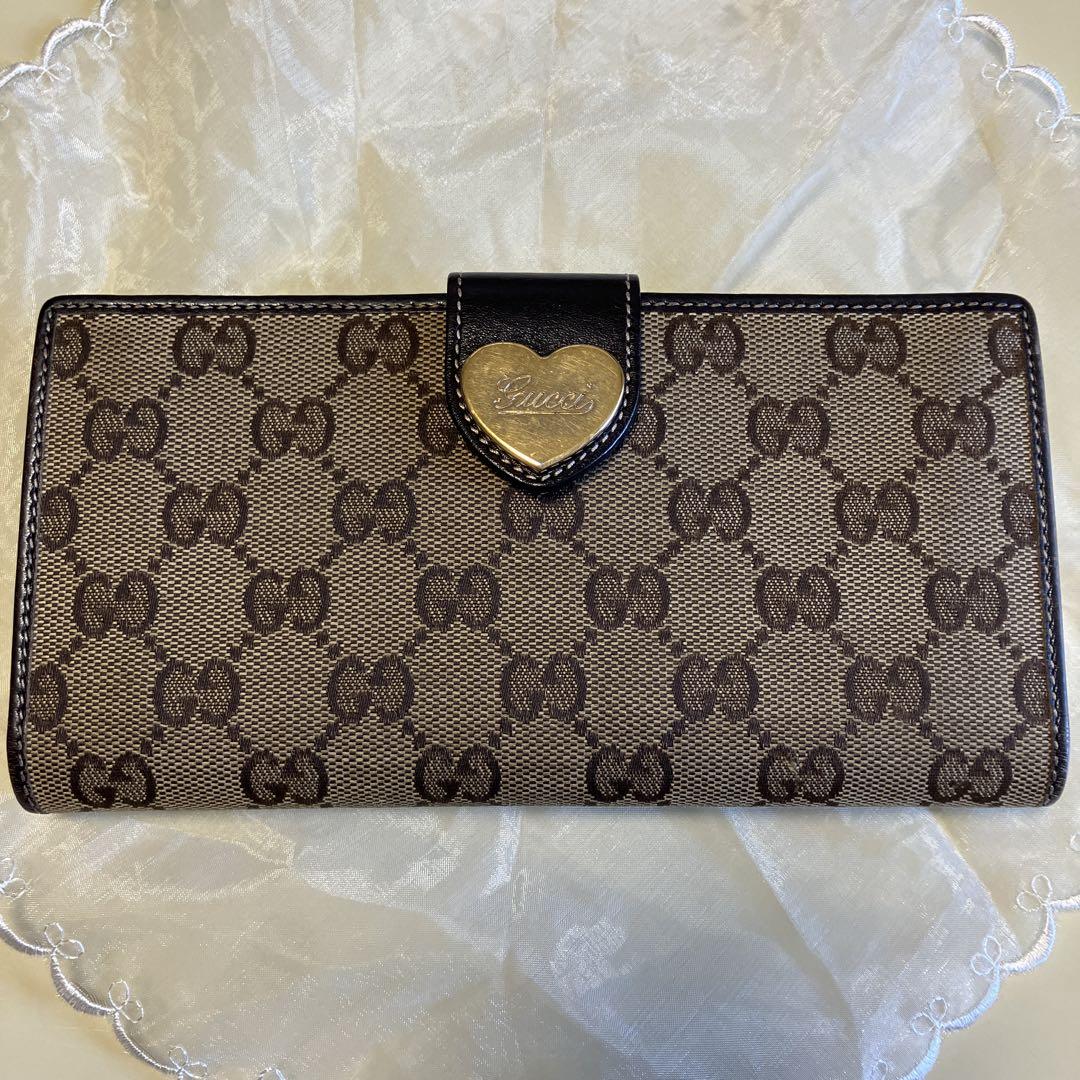 GUCCI 長財布　ハート　GG柄