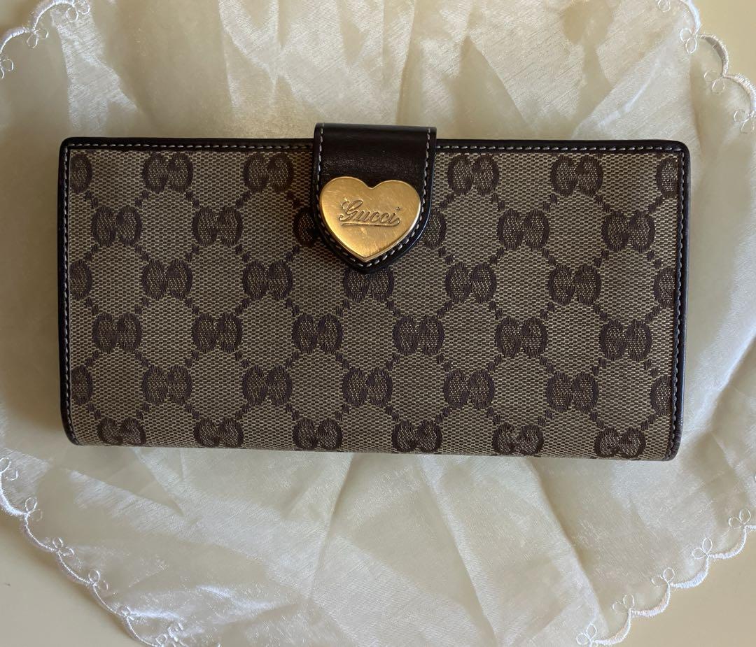 GUCCI 長財布　ハート　GG柄