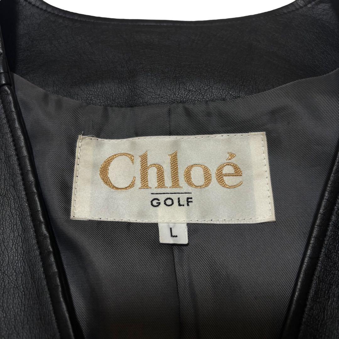 Chloe GOLF クロエ フェイクレザー ジレ ヴィンテージ ベスト 黒 L