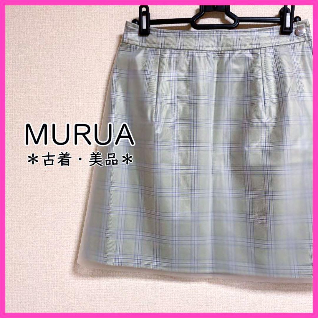 古着 美品 ムルーア レディース スカート ミニ Mサイズ グレー チェック柄 メルカリ