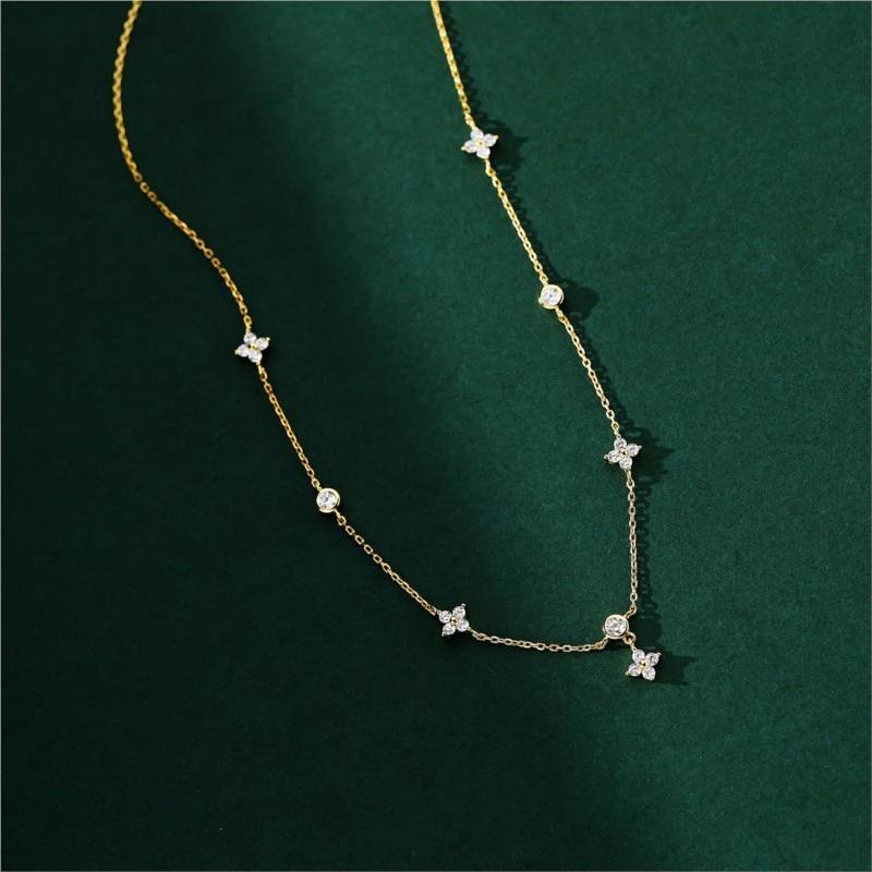 326Nb【オシャレ】ダイヤ　チョーカー　ネックレス　S925　ゴールド　CZ
