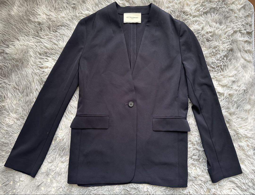 美品　UNITED ARROWS FEEL CLEAN Vノーカラー ジャケット