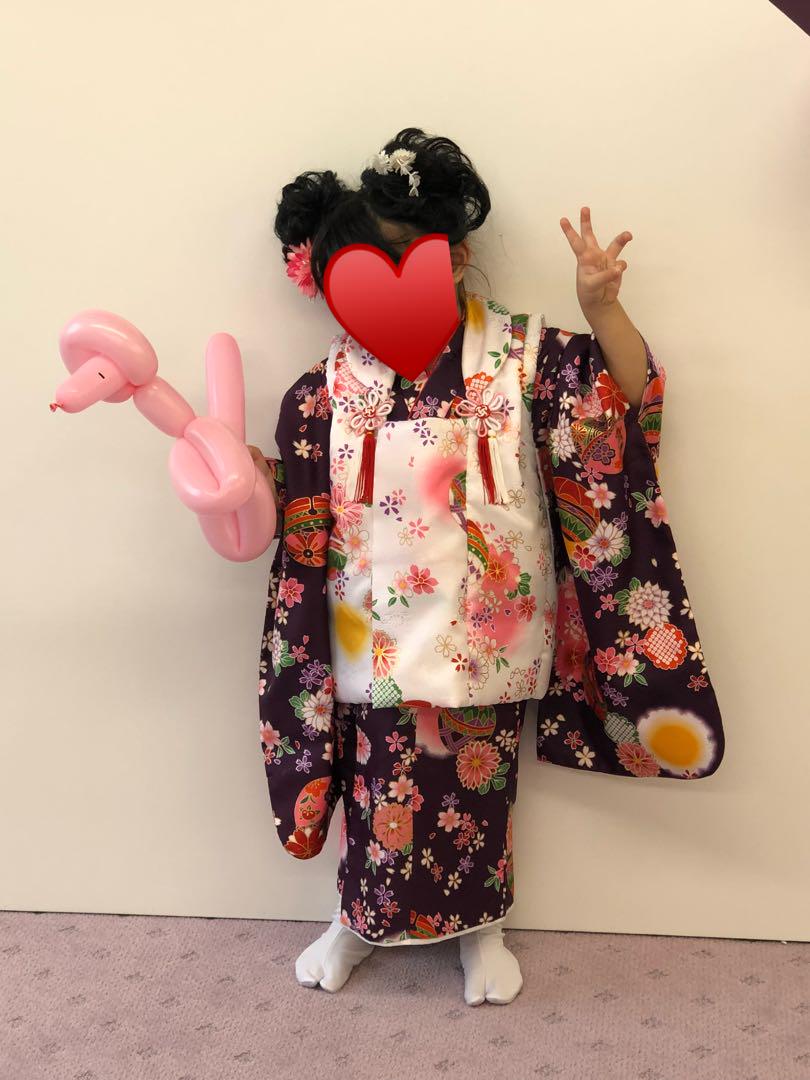 本日限定価格！七五三 3歳 着物 紫 100cm 90cm