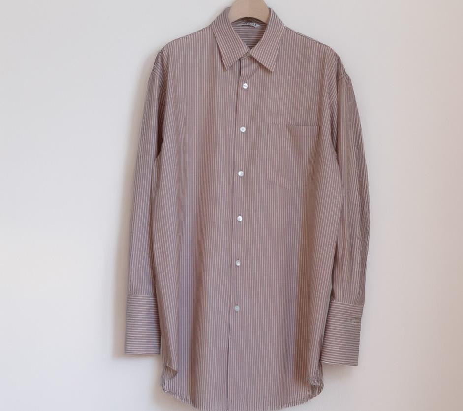 トップス AURALEE SUPER FINE WOOL STRIPE SHIRT