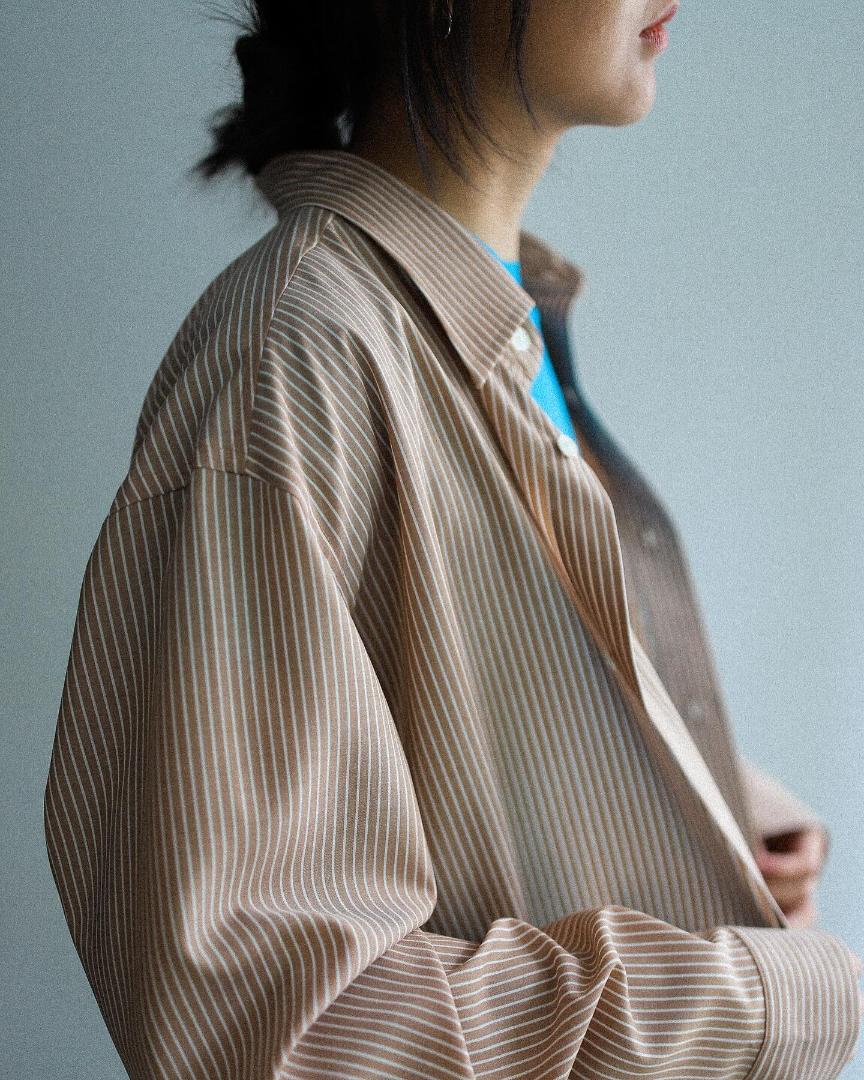 トップス AURALEE SUPER FINE WOOL STRIPE SHIRT