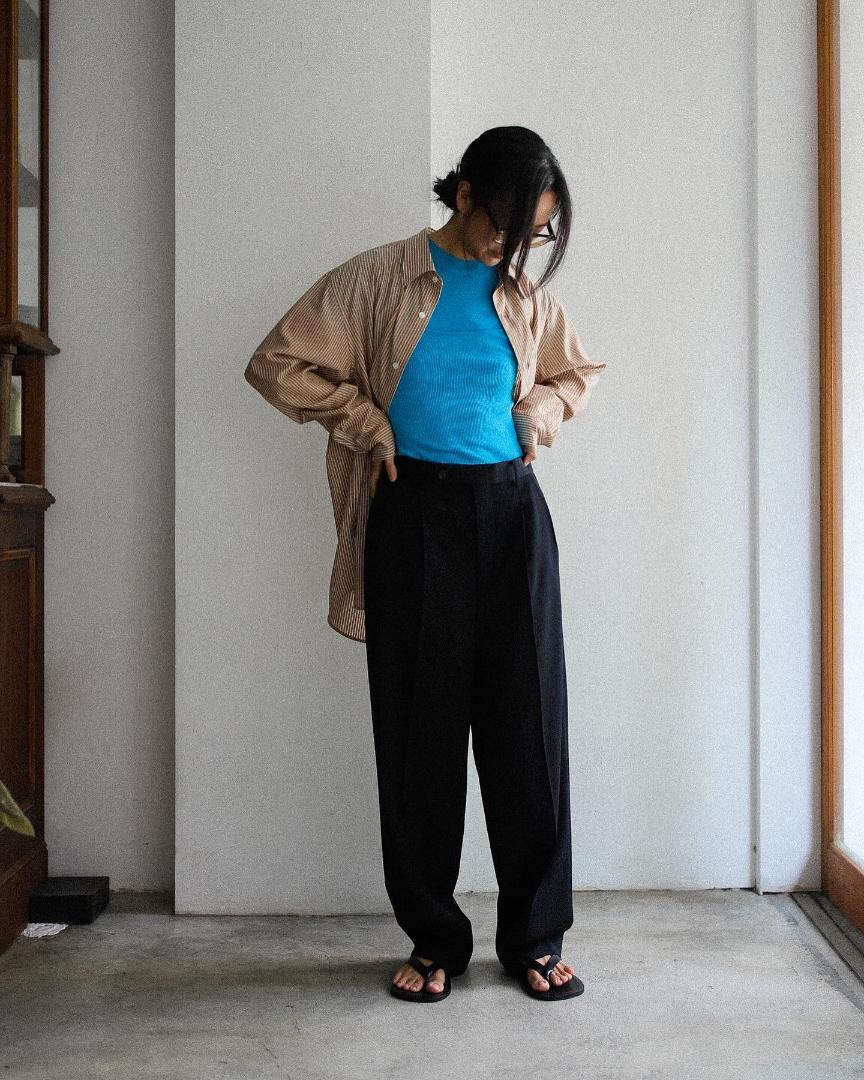 トップス AURALEE SUPER FINE WOOL STRIPE SHIRT