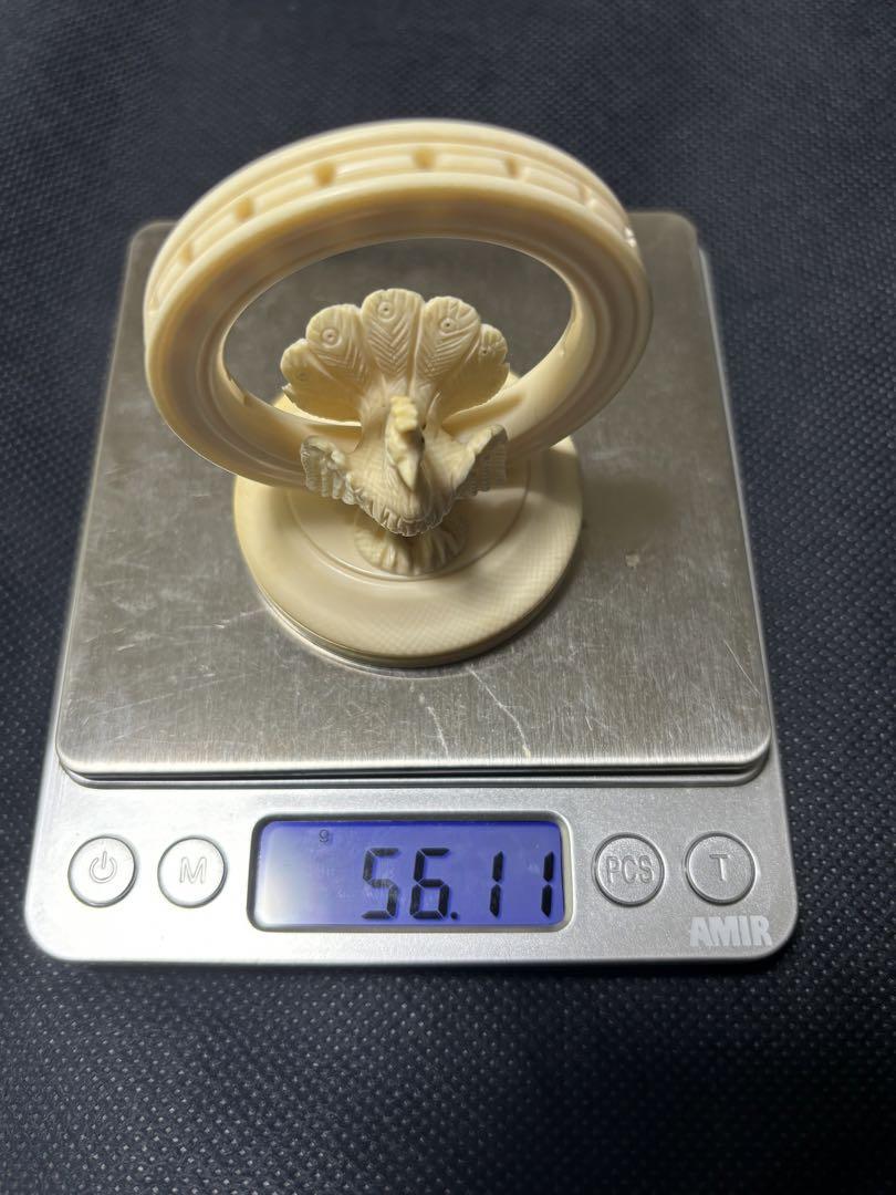 中国古美術品 マンモス 極上 彫刻 孔雀 置物