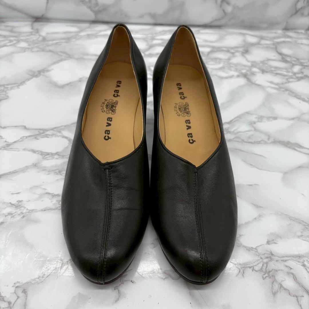 極美品✨cavacava パンプス レザー Vカット 24.5 ブラック