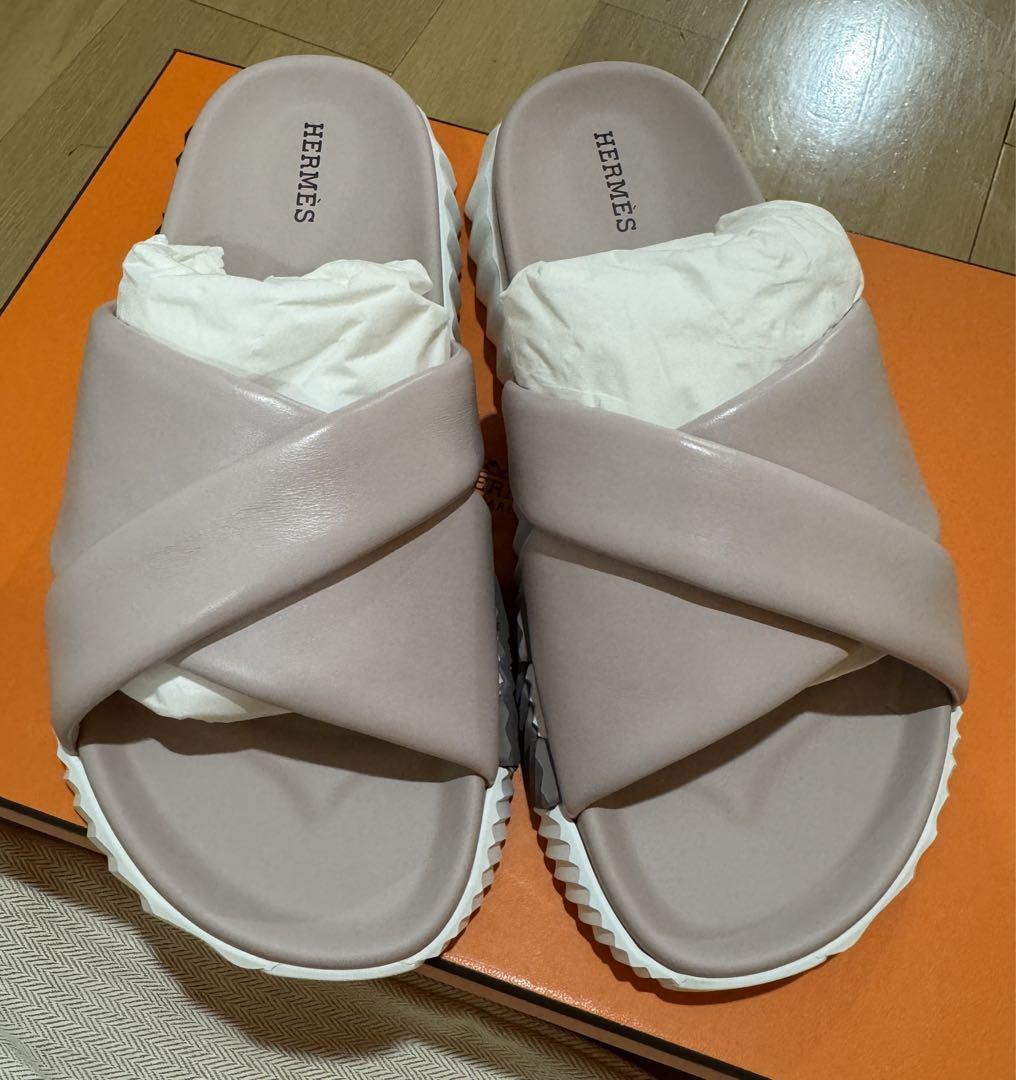 新品 エルメス HERMES サンダル インフラ ローズポルスレーヌ  37