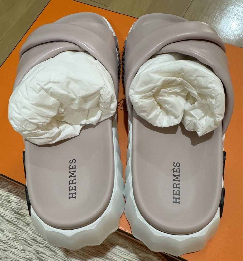 新品 エルメス HERMES サンダル インフラ ローズポルスレーヌ  37