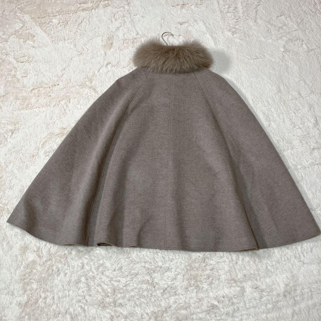 【ルイルエブティック】ウールポンチョ　ケープコート　フォックスファー　美品