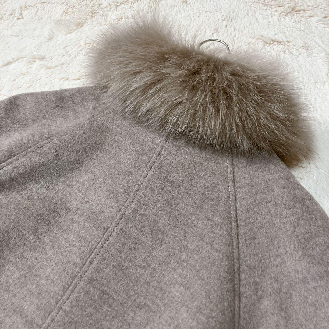 【ルイルエブティック】ウールポンチョ　ケープコート　フォックスファー　美品