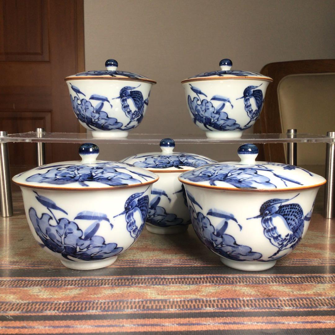『行楽うー特価』たち吉蓋付お茶茶碗5客