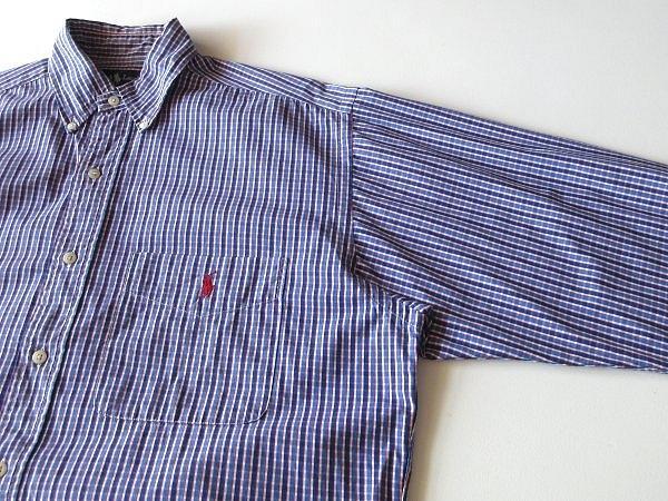 希少 90sビンテージ ラルフローレン BLAIRE ロゴ刺繍チェックBD