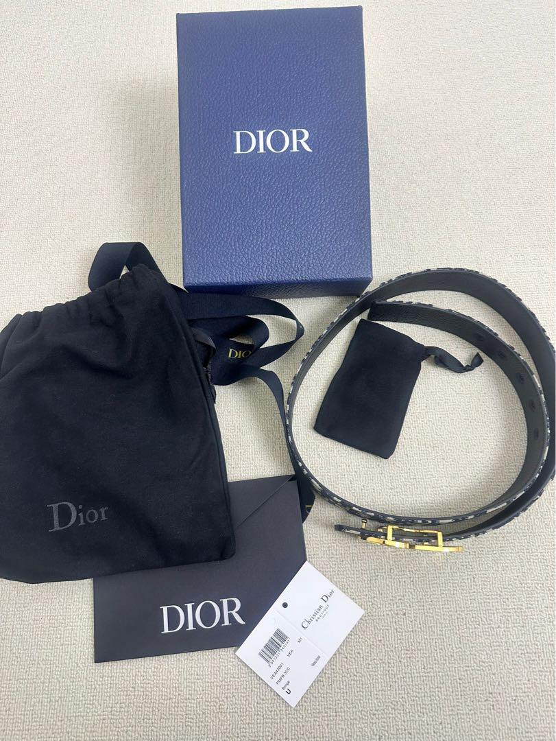 極美品 Dior リバーシブル ベルト オブリーク ロゴ バックル