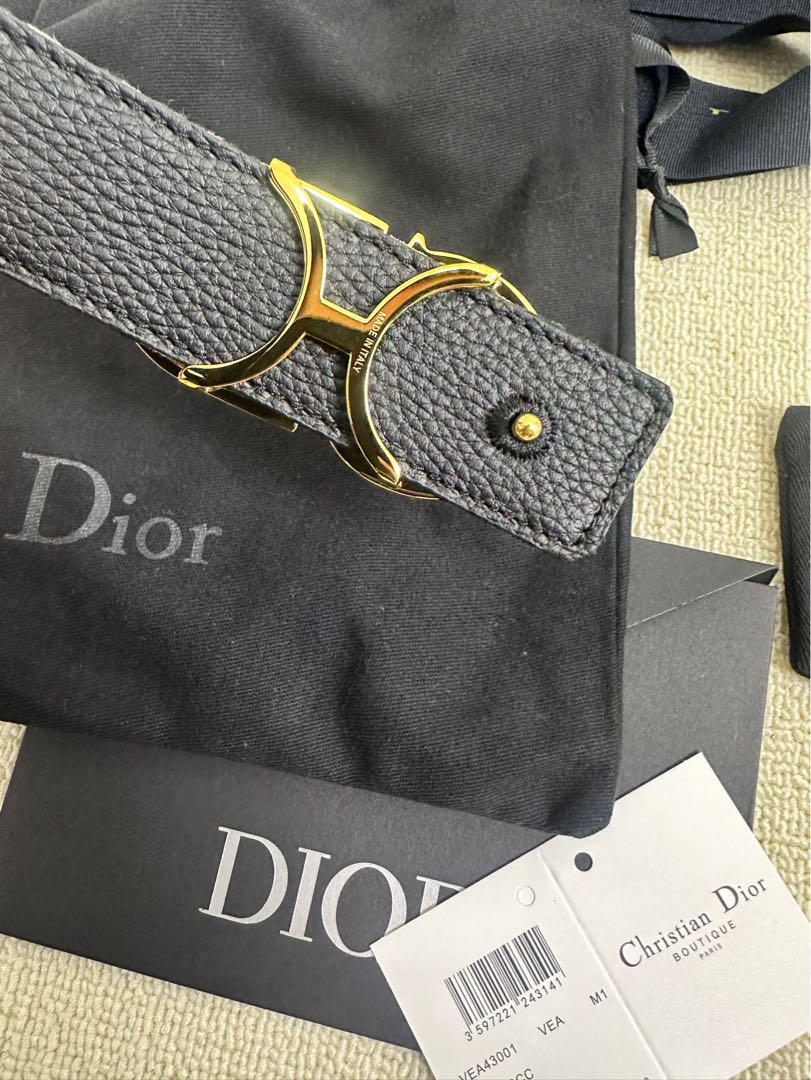 極美品 Dior リバーシブル ベルト オブリーク ロゴ バックル