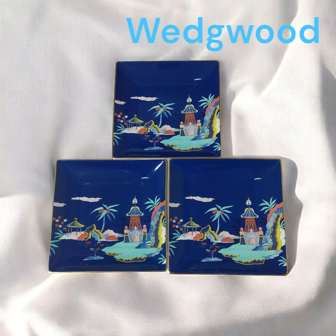 Wedgwood　ワンダーラスト　ブルーパゴダ　スクエアトレイ　3枚セット