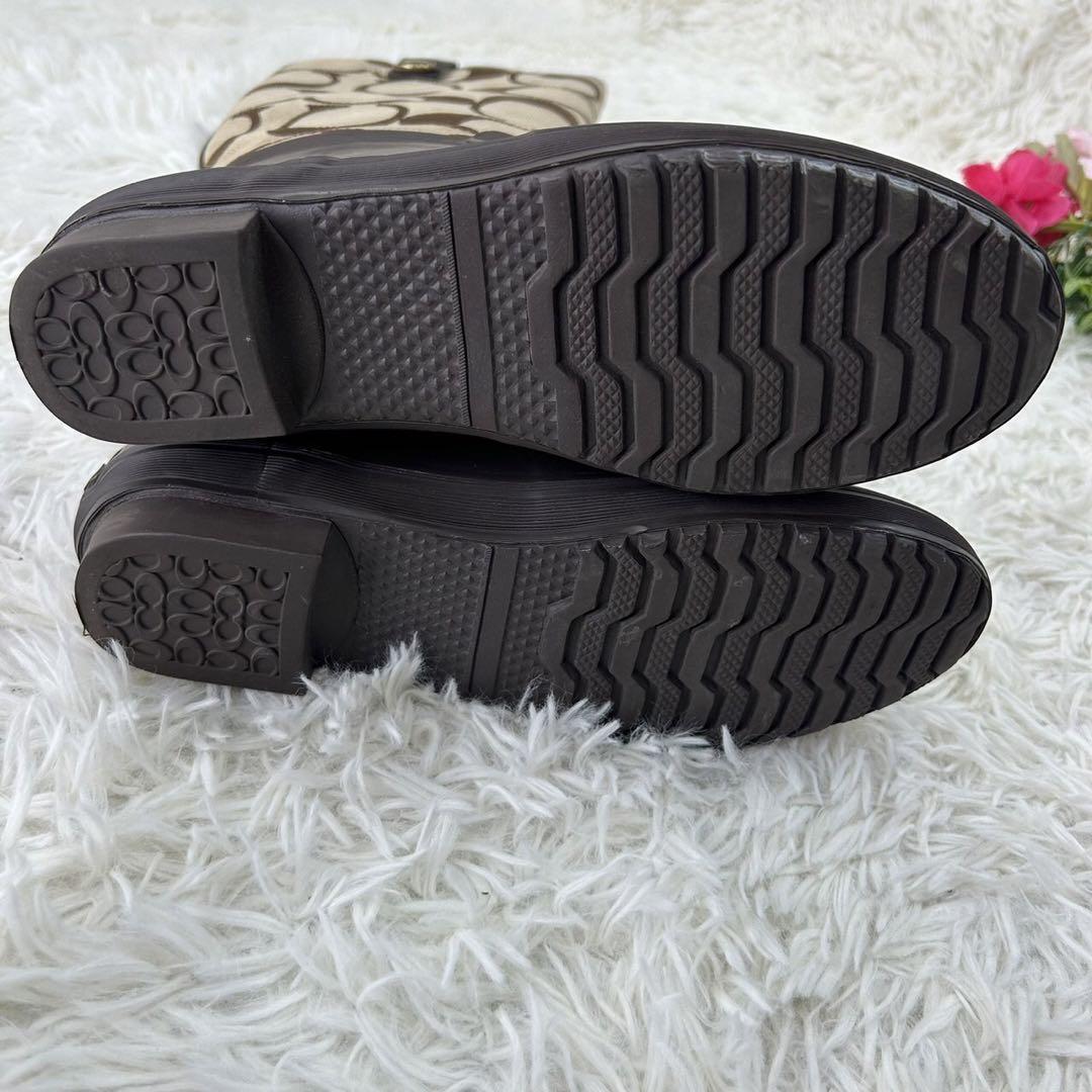 C190 コーチ COACH レディース レインブーツ シグネチャー 美品