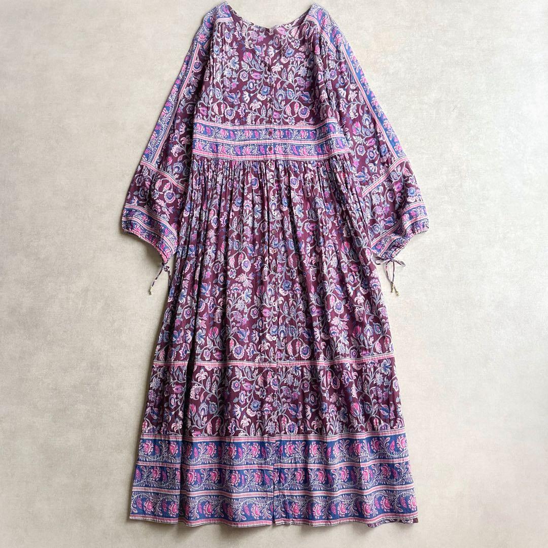 美品▲FRAMeWORKフレームワーク//INDIA フラワープリントワンピース