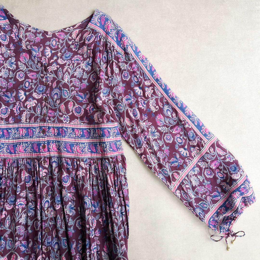 美品▲FRAMeWORKフレームワーク//INDIA フラワープリントワンピース